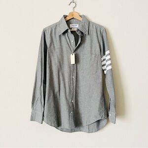 SAMPLE Thom Browne New York SIZE 0 Chambray 4-bar shirt in grey